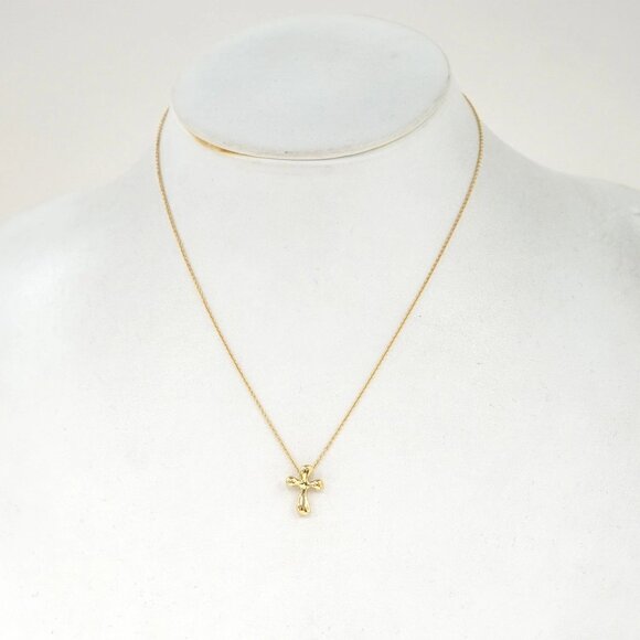 Tiffany & Co. Cross Necklace 16" 18k Yellow Gold 750 Auth w/Box - Picture 1 of 11